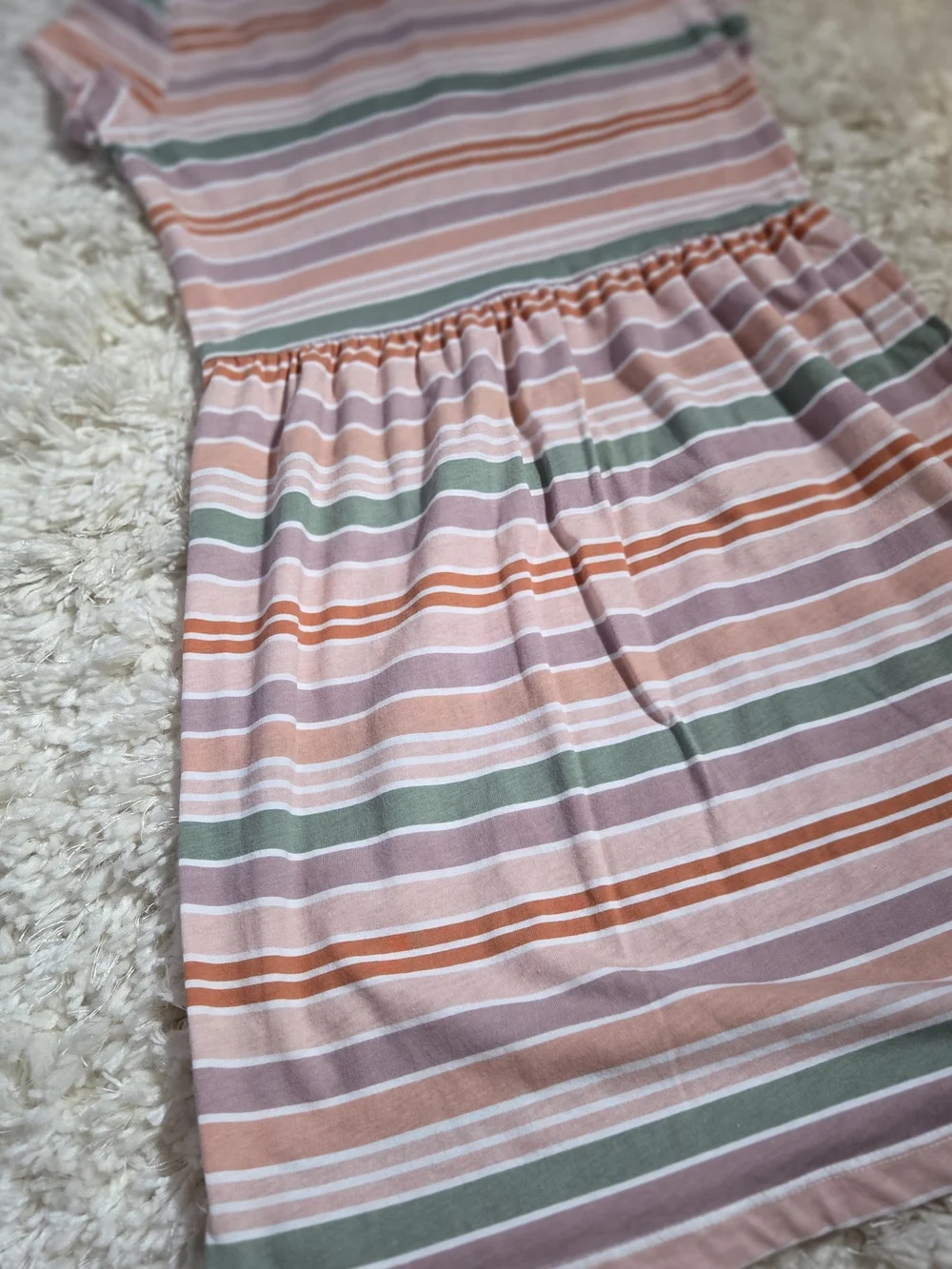 Carter's White and Orange Striped Knit Dress